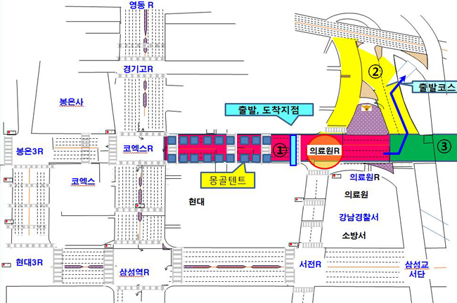 강남페스티벌 행사에 따른   영동대로(봉은사로) 교통통제 안내