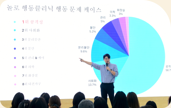 문제견에 대해 강의 중인 설채현 수의사