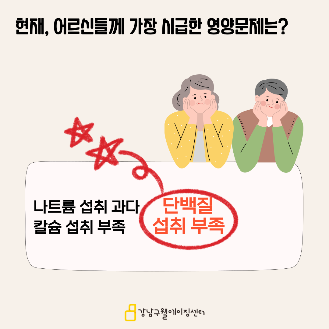 현재 어르신들에게 가장 시급한 영양 문제는 무엇일까요?