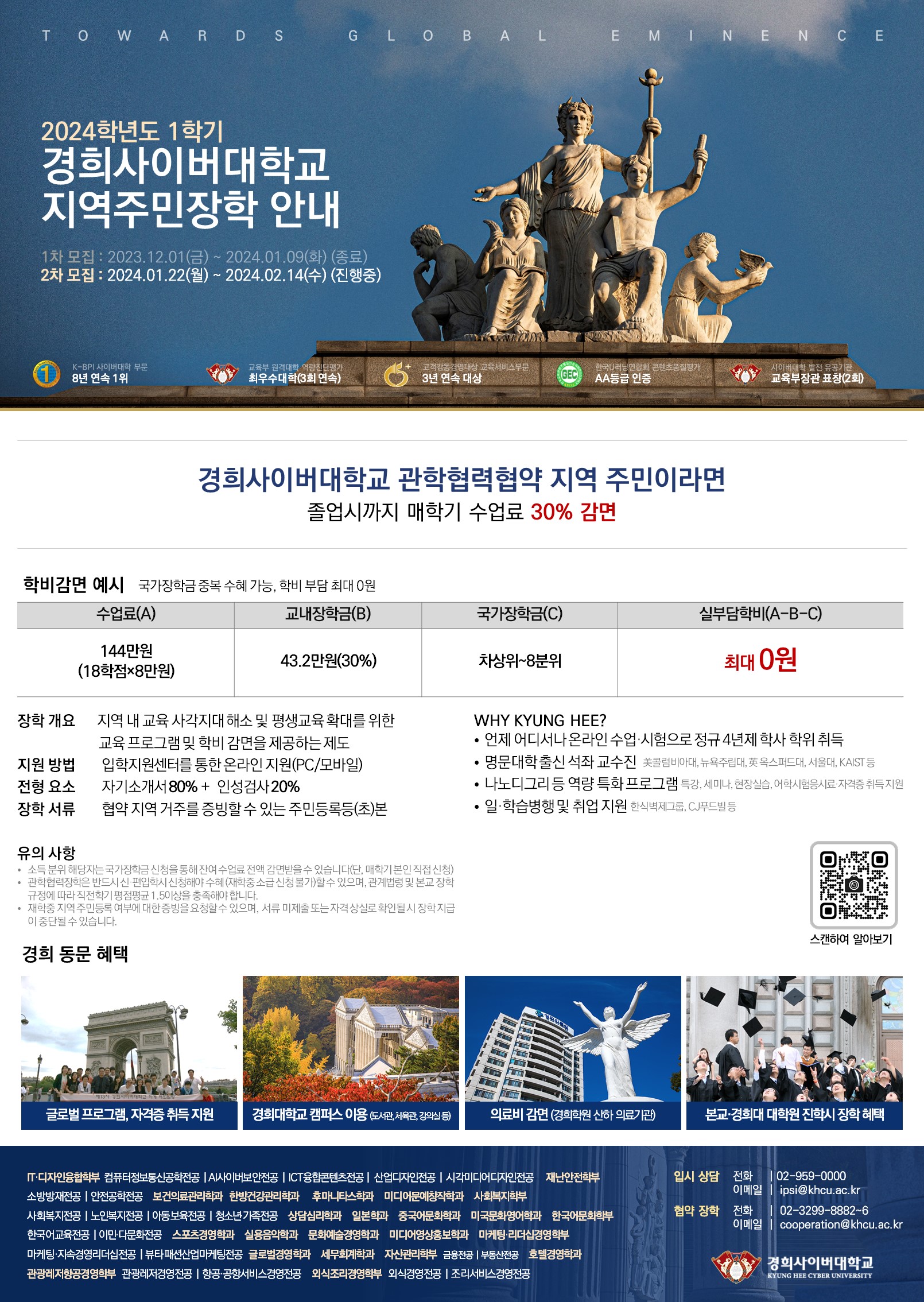 [경희사이버대학교] 강남구 주민을 위한 2024학년도 1학기 2차 신편입생 모집 안내